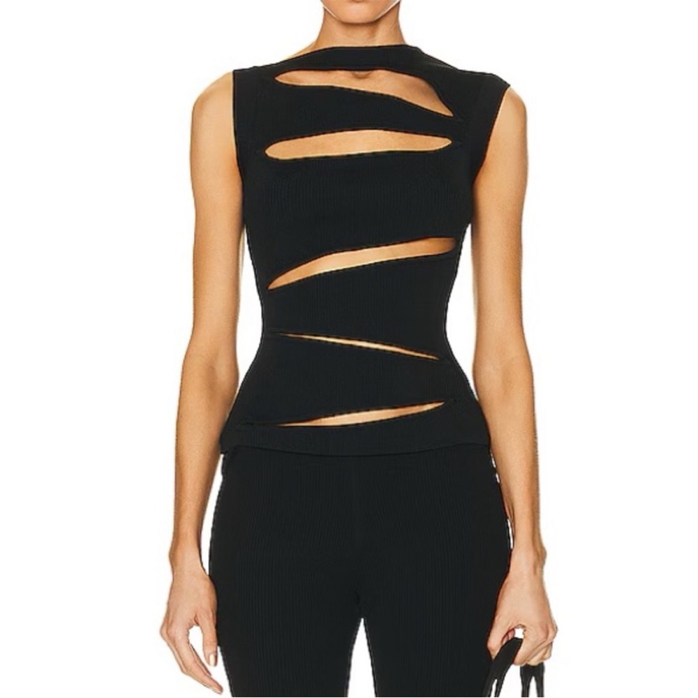 Christopher Esber Black Cut-Out Slashed Tank Top